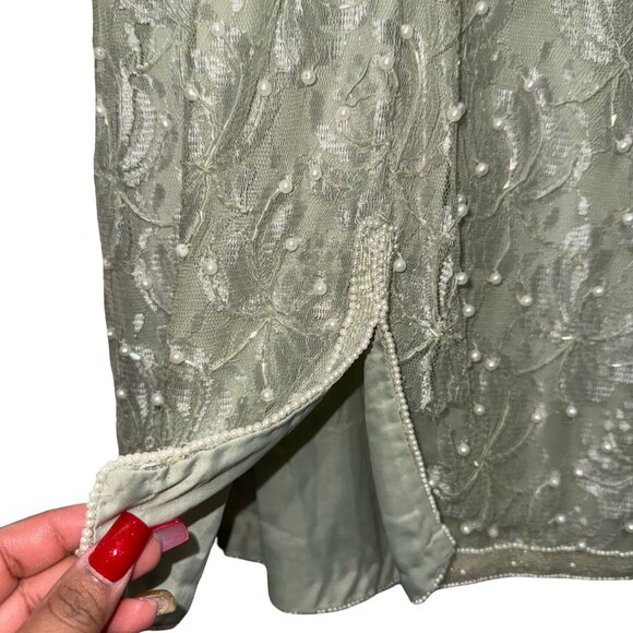 Scala Couture Vintage 80s Beaded Seafoam Green Cocktail Dress Sz XXL - Picture 7 of 15